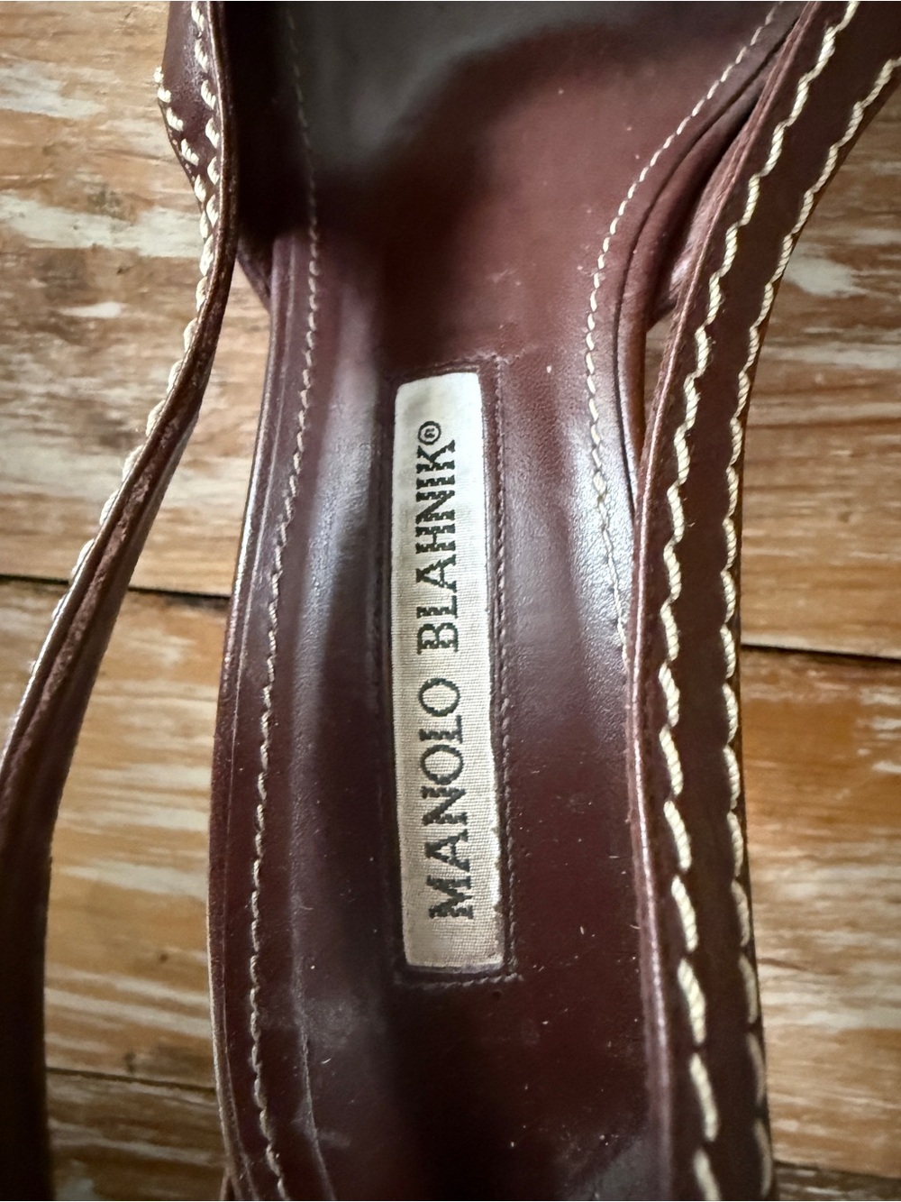 Manolo Blahnik Brown Spotted Canvas & Leather Slingback Pumps 38 - Picture 3 of 16